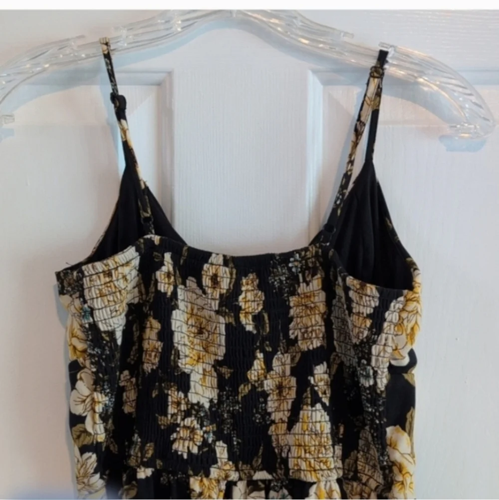 NWT Spring Navy Blue Jumpsuit with Yellow-Gold Floral print Slit - Picture 10 of 14